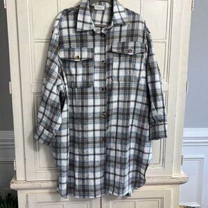 Saints & Hearts size medium - large M/L plaid flannel Shacket jacket oversized